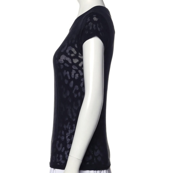 RAG & BONE Sheer Leopard-Print Black Tee FREE SHIPPING - Picture 2 of 3